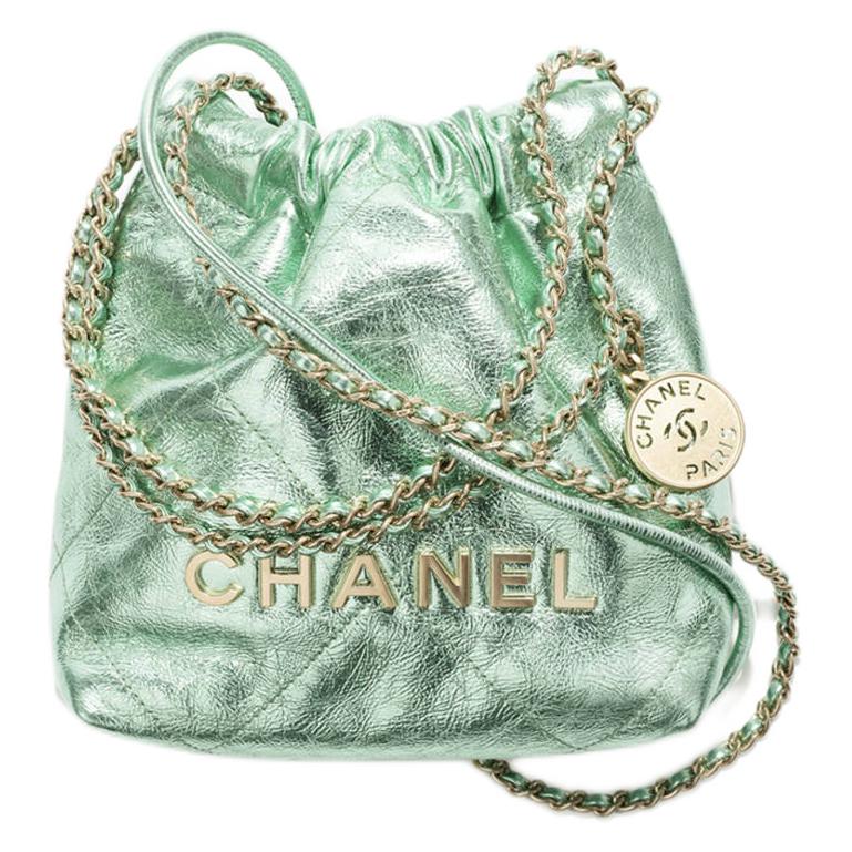 CHANEL Calfskin Shoulder Bag Crossbody Bag Handbag Mini Women's Green