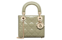 DIOR Lady Dior Patent Leather Cowhide Daisie Bag Shoulder Bag Crossbody Bag Handbag Mini Women's Gray Green