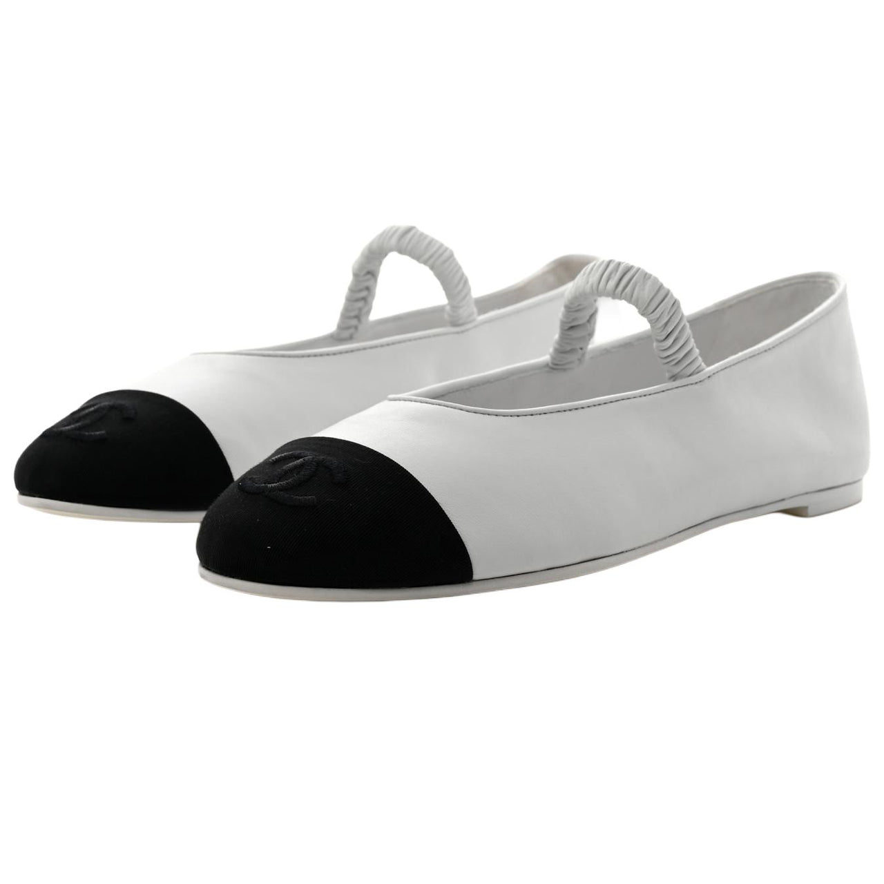 CHANEL Flat Mary Jane Shoes Women's White