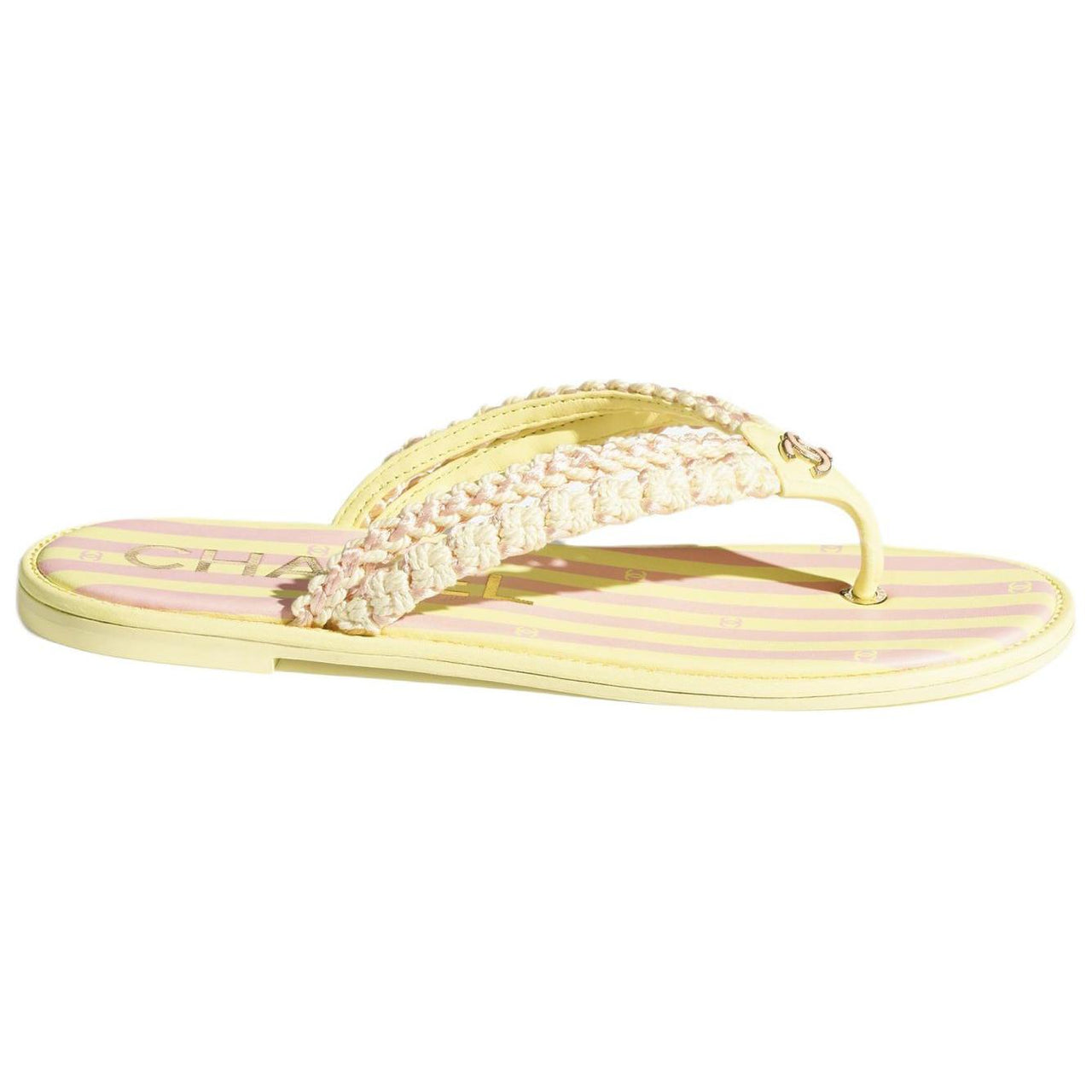 CHANEL Flip Flops Women's Light Yellow