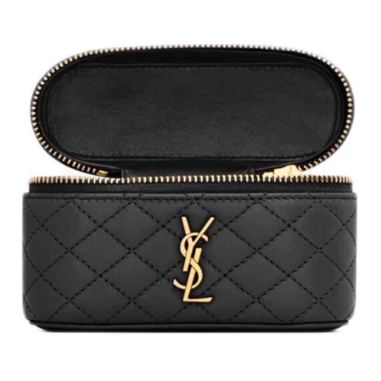 SAINT LAURENT GABY Sheepskin One Shoulder Crossbody Portable Makeup Bag Women's Black