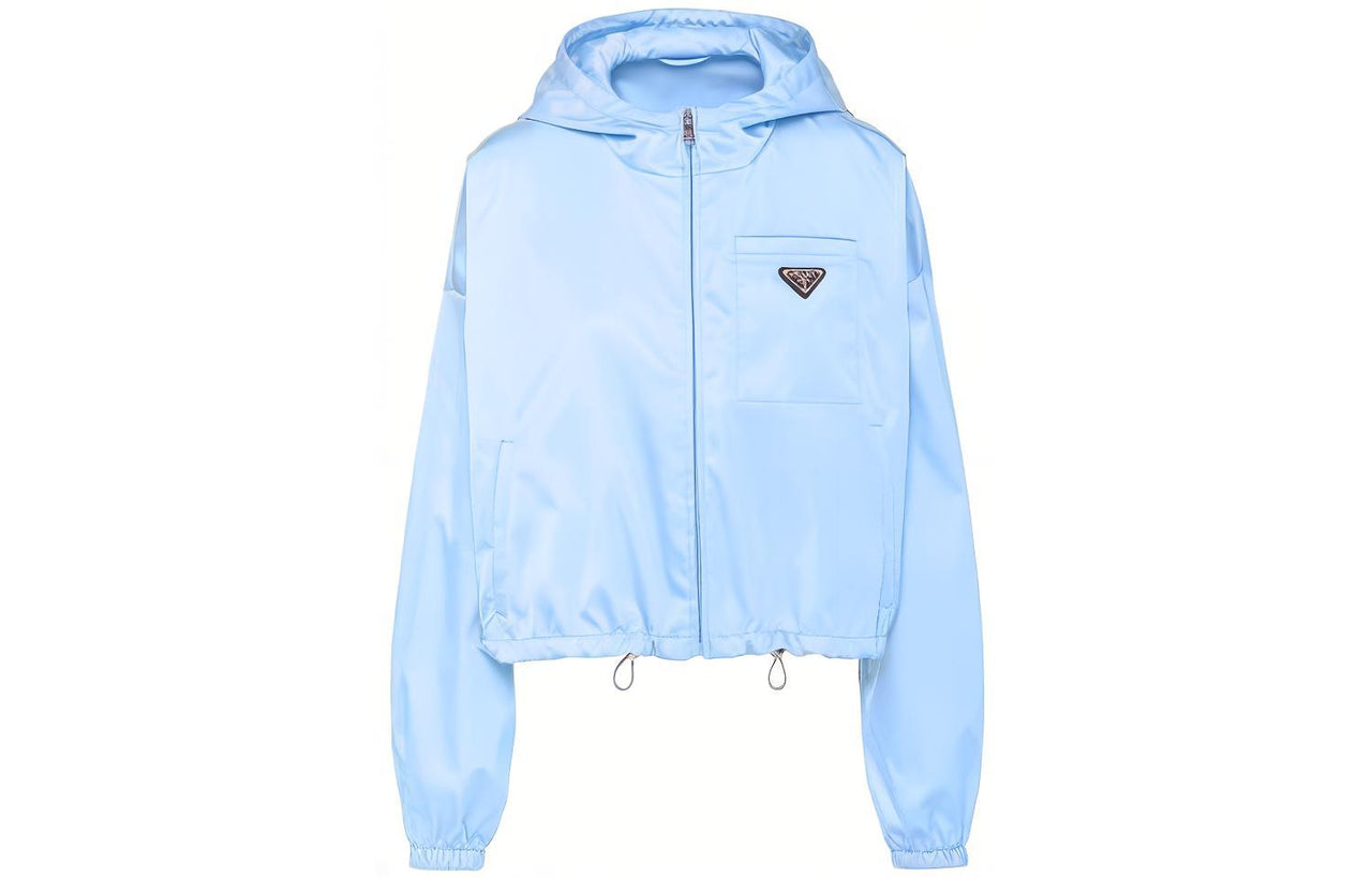 PRADA Re Nylon Cropped Jacket Celeste Blue