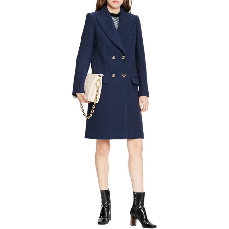LOUIS VUITTON SS22 Velvet-feel Coat Women's Marine Blue