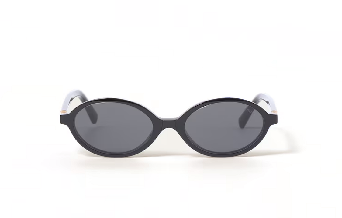 MIU MIU Acetate Irregular Shape Sunglasses Women's Black