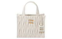 MIU MIU Matelassé Soft Sheepskin Leather Shoulder Bag, Crossbody Bag, Handbag Women's White