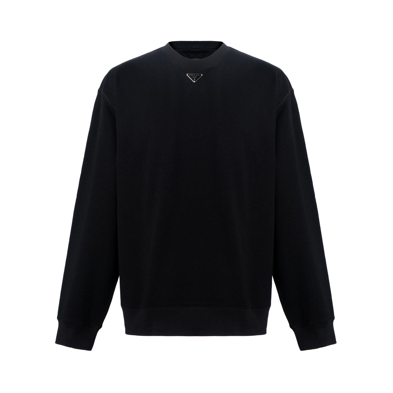 PRADA SS23 Men Solid Round Neck Pullover Long Sleeve Sweatshirt Black