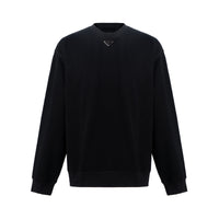 PRADA SS23 Men Solid Round Neck Pullover Long Sleeve Sweatshirt Black