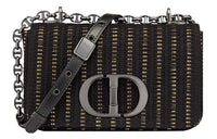 DIOR Embroidered Mulberry Silk Fabric Shoulder Bag, Crossbody Bag Trumpets Women's Black
