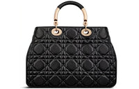 DIOR Calfskin Daisie Bag Shoulder Bag Crossbody Bag Handbag Large Size Women's Black