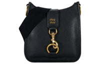 MIU MIU Leather Tote Bag Shopping Bag Shoulder Bag Crossbody Bag Handbag Small Size Women's Black