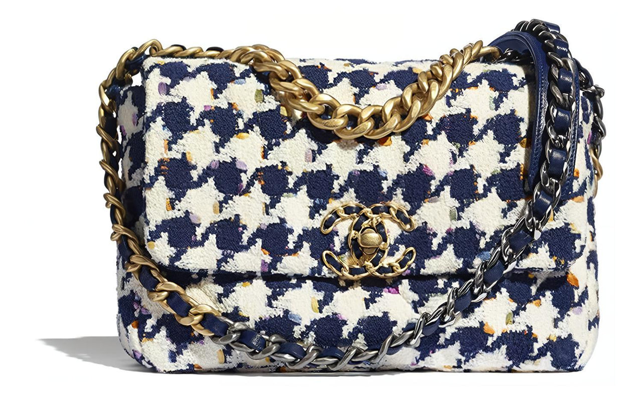 CHANEL 19Bag Soft Tweed Fabric Mouth Cover Bag Crossbody Bag Medium Size Women's Multicolor