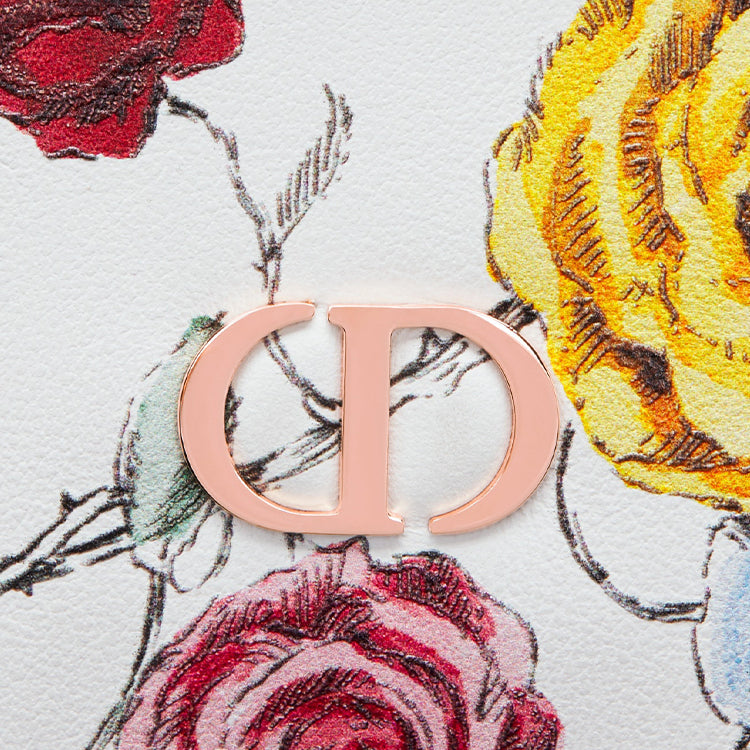 DIOR Caro Calfskin Card Holder Women's Multicolor/White