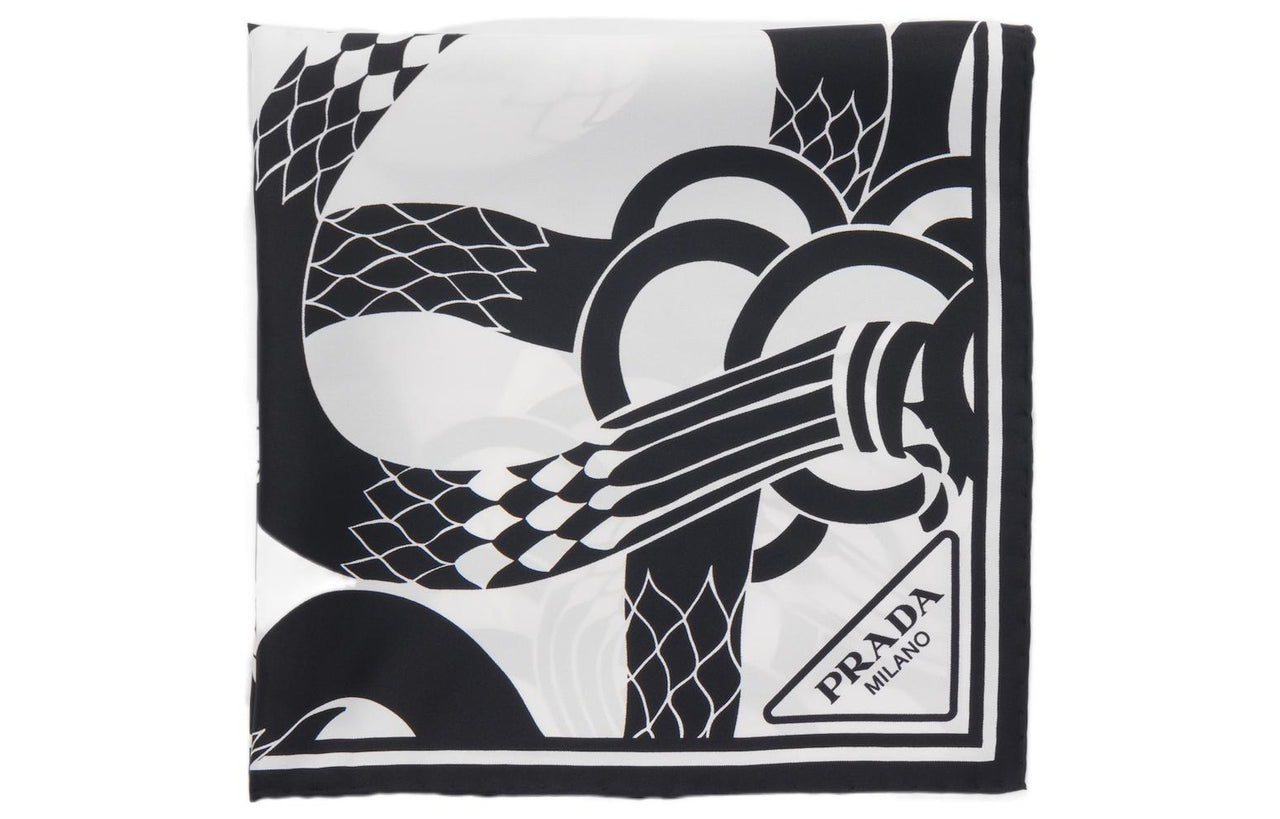 PRADA Snake-print Twill Scarf