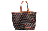 GOYARD Saint Louis Canvas With Calfskin Dog's Teeth Handbag Small Size Unisex Brown