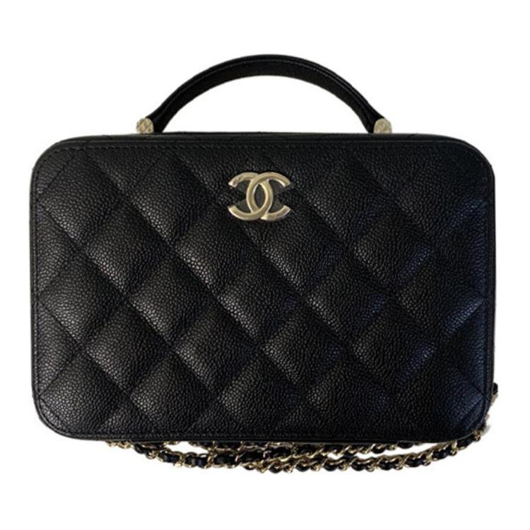 CHANEL Calfskin Box Bag, One Shoulder Handbag, Crossbody Bag, Makeup Bag Regular Women's Black