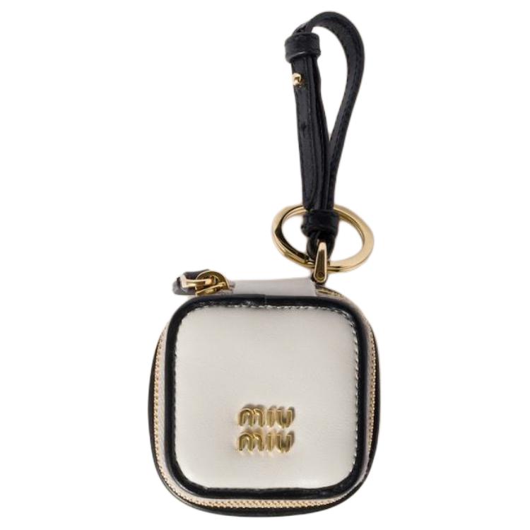 MIU MIU Leather Bag Accessories Women's Chalk White With Black