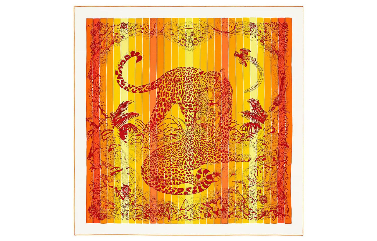HERMES Silk Scarves Women's Orange