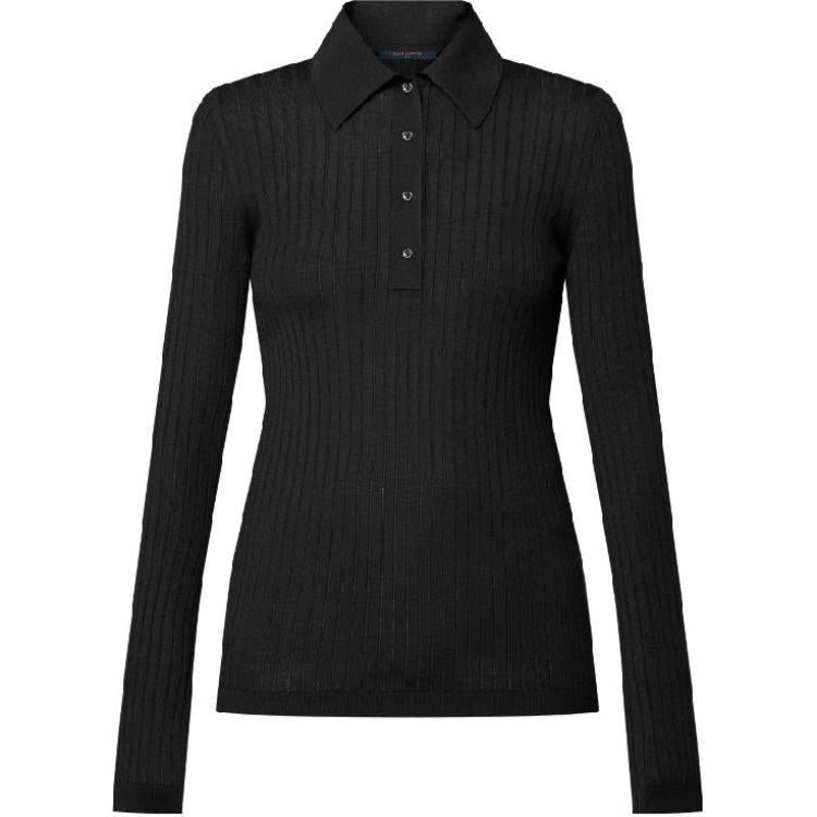 LOUIS VUITTON Long-Sleeved Rib-Knit Polo Top