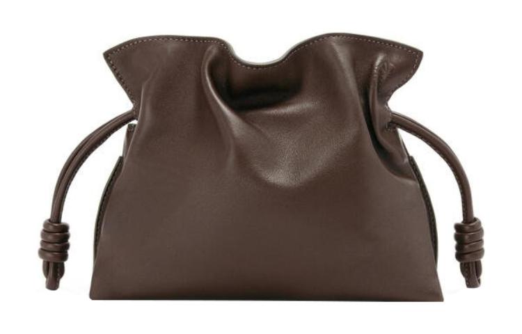 LOEWE Calfskin One Shoulder Crossbody Clutch Medium Size Women's Chocolate