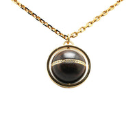 LOUIS VUITTON 2011 Plated Crystal Magnetic Wood Ball Pendant Costume Necklace