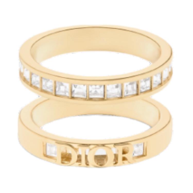 DIOR Metal Crystal Rings Women's Gold