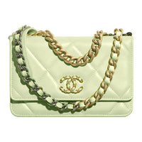 CHANEL 19BagWOC Sheepskin Shoulder Bag, Crossbody Bag Regular Women's Avocado Green