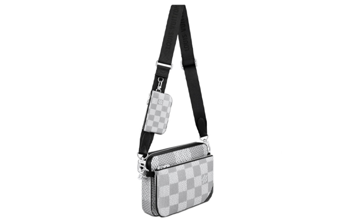 LOUIS VUITTON Trio Coated Canvas Men's 3-in-1 Messenger Bag Shoulder Bag Crossbody Bag Medium Size Men's Light Gray