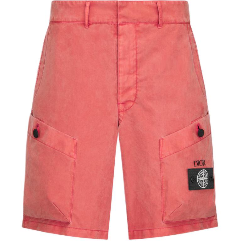 DIOR X Stone Island Cotton Blend Satin Bermuda Shorts