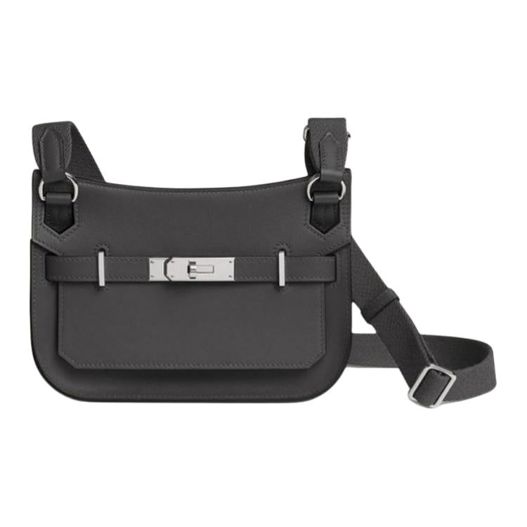 HERMES Jypsiere Swift Calfskin Shoulder Bag, Crossbody Bag Mini Women's Gray