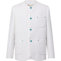 LOUIS VUITTON Chic Collarless Baby Llama And Wool-Blend Jacket