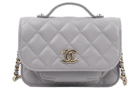 CHANEL Calfskin Messenger Bag Handbag Shoulder Bag Crossbody Bag Regular Women's Gray