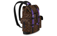 LOUIS VUITTON CHRISTOPHER Canvas With Leather Backpack Small Size Men's Brown/Purple