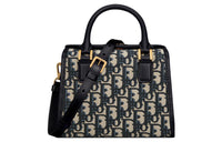 DIOR Oblique Printed Fabric Smooth Cow Leather Shoulder Bag, Crossbody Bag, Handbag Trumpets Women's Blue