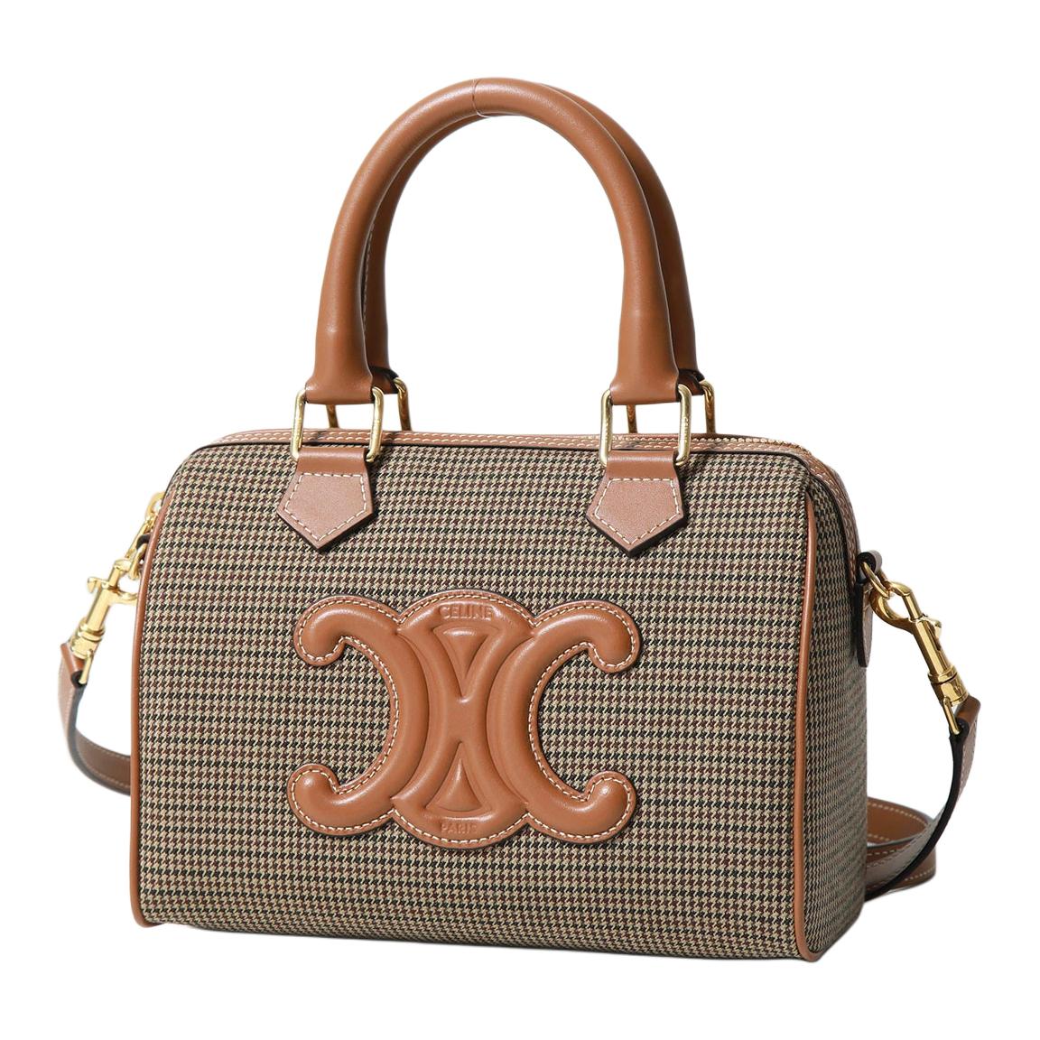 CELINE Cuir Triomphe Fabric Boston Bag One Shoulder Crossbody Portable Travel Bag Small Size Women's Multicolor