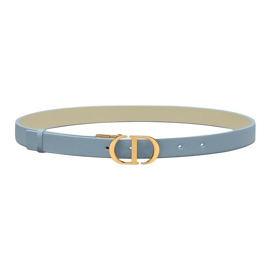 DIOR Cow Leather Leather Belts Women's Blue Width: 2CM
