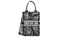 DIOR Embroidery Tote Bag Shopping Bag Cell Phone Pouch Shoulder Bag Crossbody Bag Handbag Mini Women's Black/White