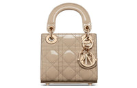 DIOR Lady Dior Patent Leather Cowhide Dior Bag Handbag One Shoulder Crossbody Clutch Extra Mini Women's Natural