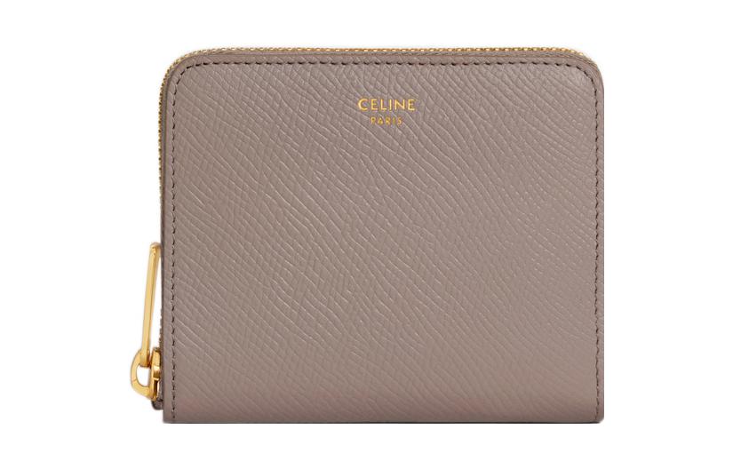 CELINE Grained Calfskin Wallet Small Size Women's Dark Pink