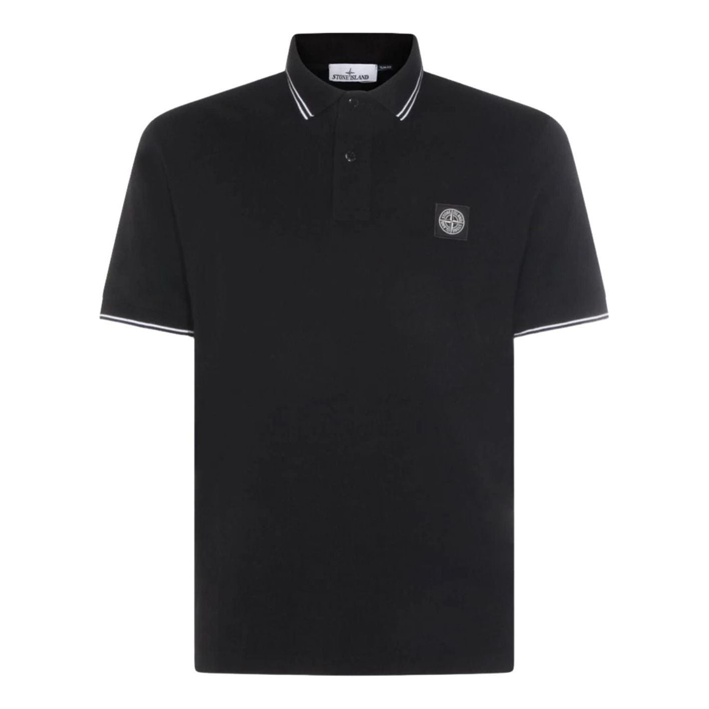 STONE ISLAND 2200010 Slim-Fit Compass Patch Polo Shirt 'Black' L1S1522000-10S0018-V0029