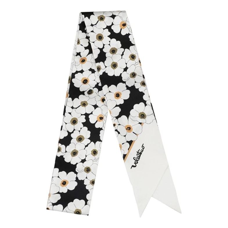 (WMNS) Valentino SS26 Floral Silk Bandeau Scarf 'Black' E6017MIGCFT