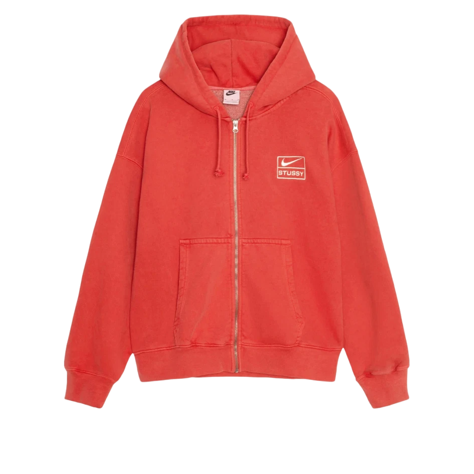 Nike x Stussy Pigment Dyed Fleece Zip Hoodie 'Habanero Red' FJ9161-642