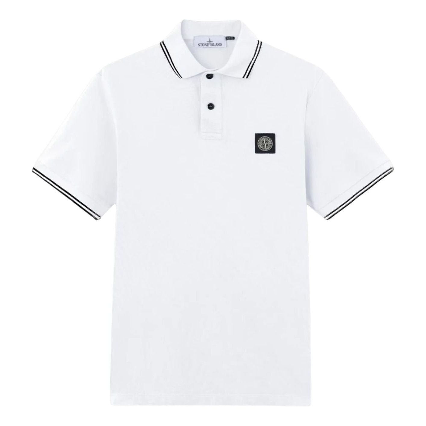 STONE ISLAND 2200010 Slim-Fit Compass Patch Polo Shirt 'White' L1S1522000-10S0018-V1001