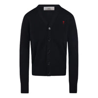 (WMNS) AMI Small Heart Logo Slim Fit Cardigan 'Black Red' FKC374-001-009