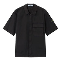 STONE ISLAND Stretch Organic Cotton Twill Short Sleeve Shirt 'Black' L1S1511000-25S0A10-V0029