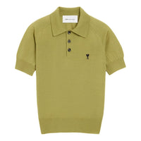 (WMNS) AMI Army Wool Short Sleeve Army de Heart Polo Wagon 'Green' FPL439-KN0039-A091