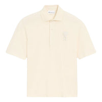 AMI Tone-on-Tone Heart Logo Patch Polo Shirt 'White Cream' UPL428-JE0221-136