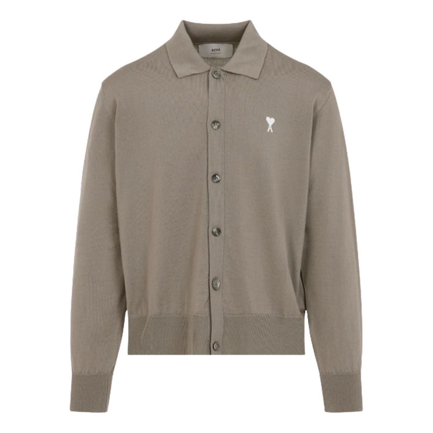 AMI de Coeur Embroidery Polo Cardigan 'Ash Off White' HKC221-KN0025-0952