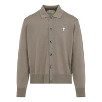 AMI de Coeur Embroidery Polo Cardigan 'Ash Off White' HKC221-KN0025-0952