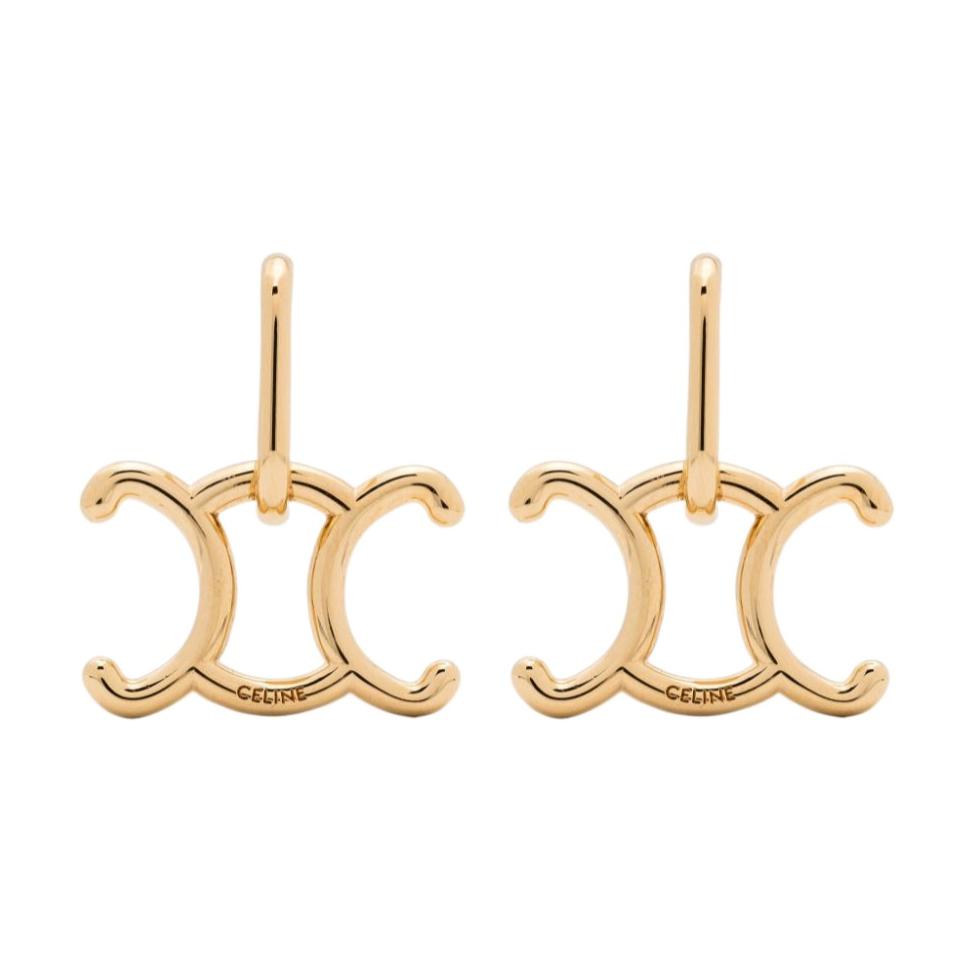 CELINE Metal Earrings Women's Gold