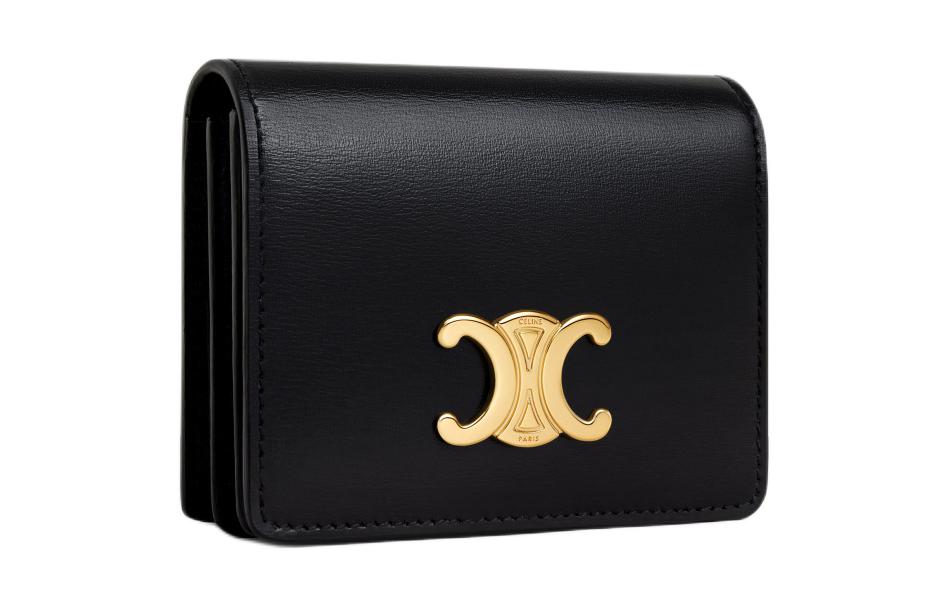 CELINE Shiny Cow Leather Card Holder Women's Black